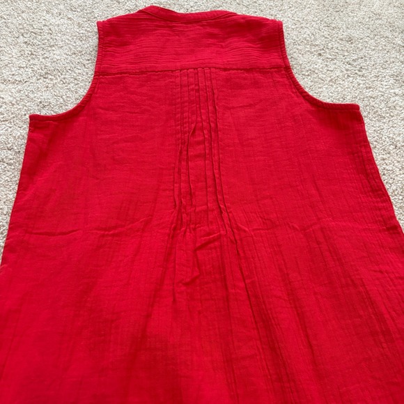 Quince Dress Womens XS Red Organic Cotton Gauze Sleeveless Swing Relaxed Casual - Picture 10 of 10